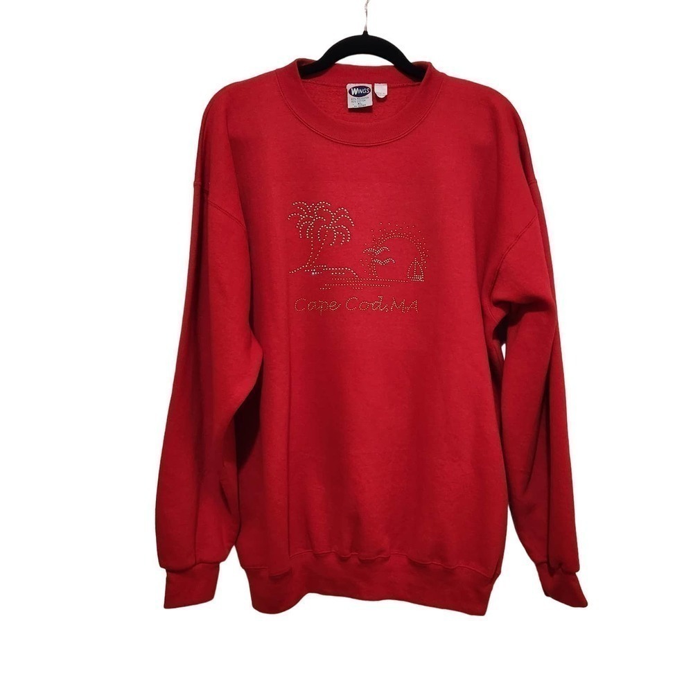 Wings Cape Cod MA Oversized Sweatshirt Pullover Red Women's Size XL